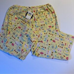 Planet Sleep  Women’s Medium  Capri Pajama Bottoms Cotton Blend Beach Theme NWT